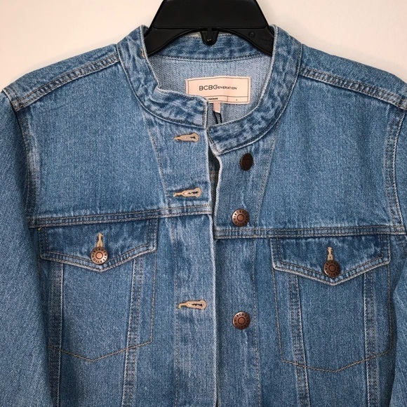 NWT BCBGeneration Contrast Bell Sleeve Light Blue Button Up Denim Jacket size L - Picture 6 of 14